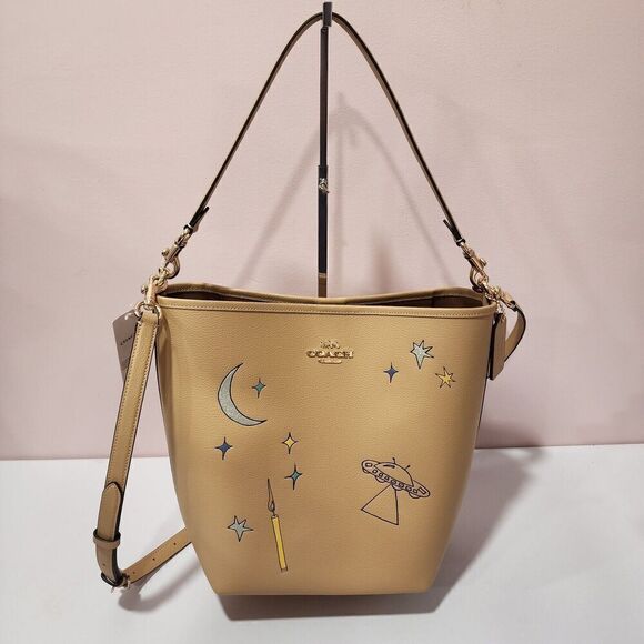 NWT Coach CU390 X Observed By Us City Large Bucket Bag Tan Multi Leather - Picture 1 of 6